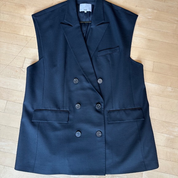 New Tibi Black Drapey Oversized Vest, 12, PG1453 - Picture 5 of 7